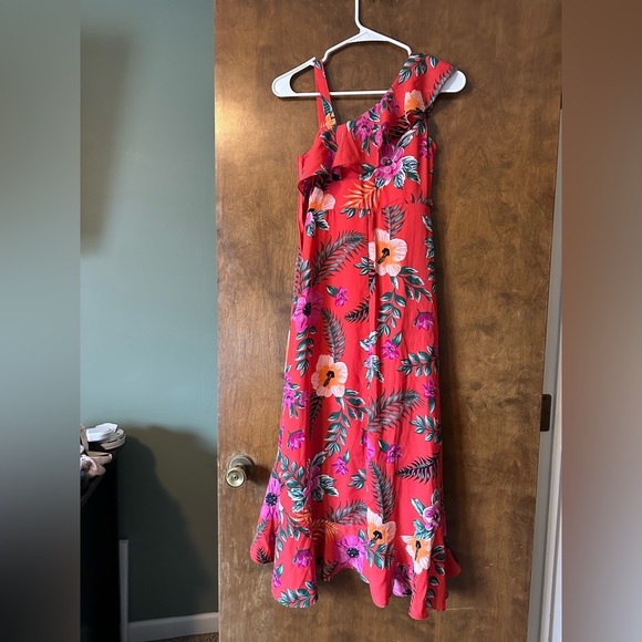 Girls Tropical Floral Print Dress - Youth Size 12 - Picture 2 of 3